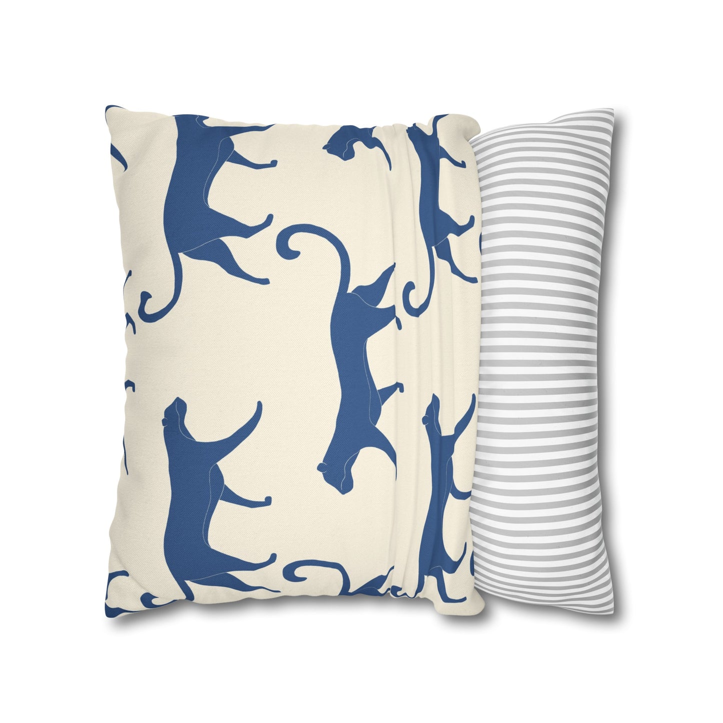 Tropical Roar Spun Polyester Square Pillow Case - Tiger / Blue