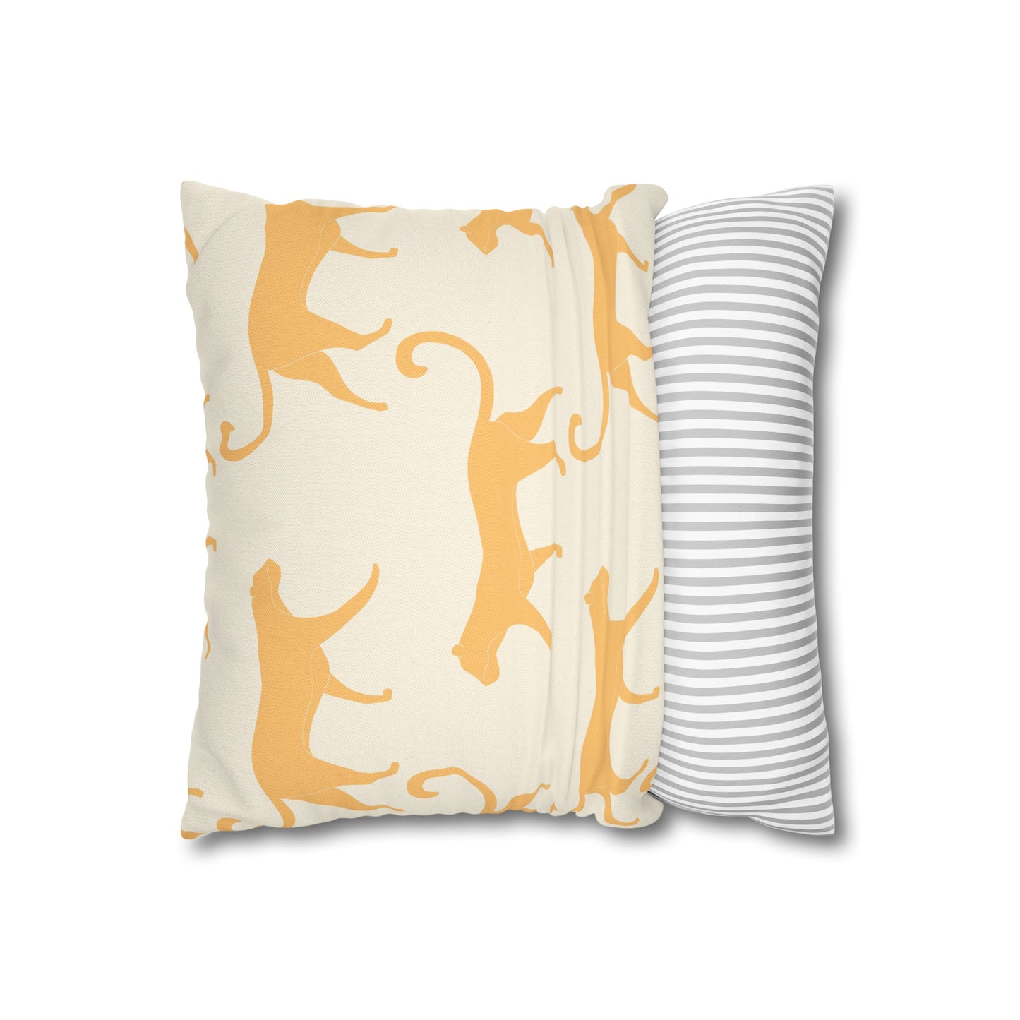 Tropical Roar Spun Polyester Square Pillow Case - Tiger / Amber