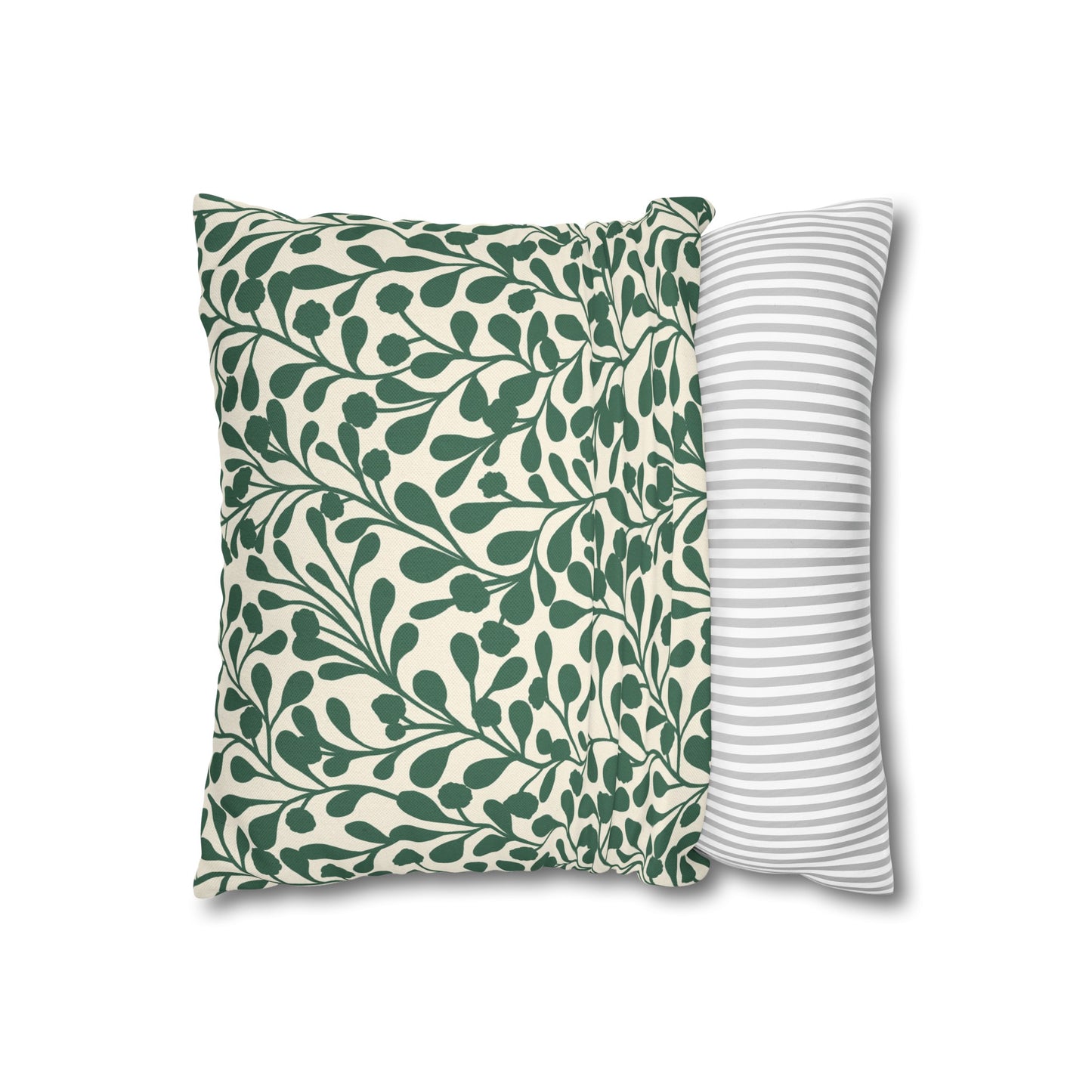 Tropical Roar Spun Polyester Square Pillow Case - Leaves / Green