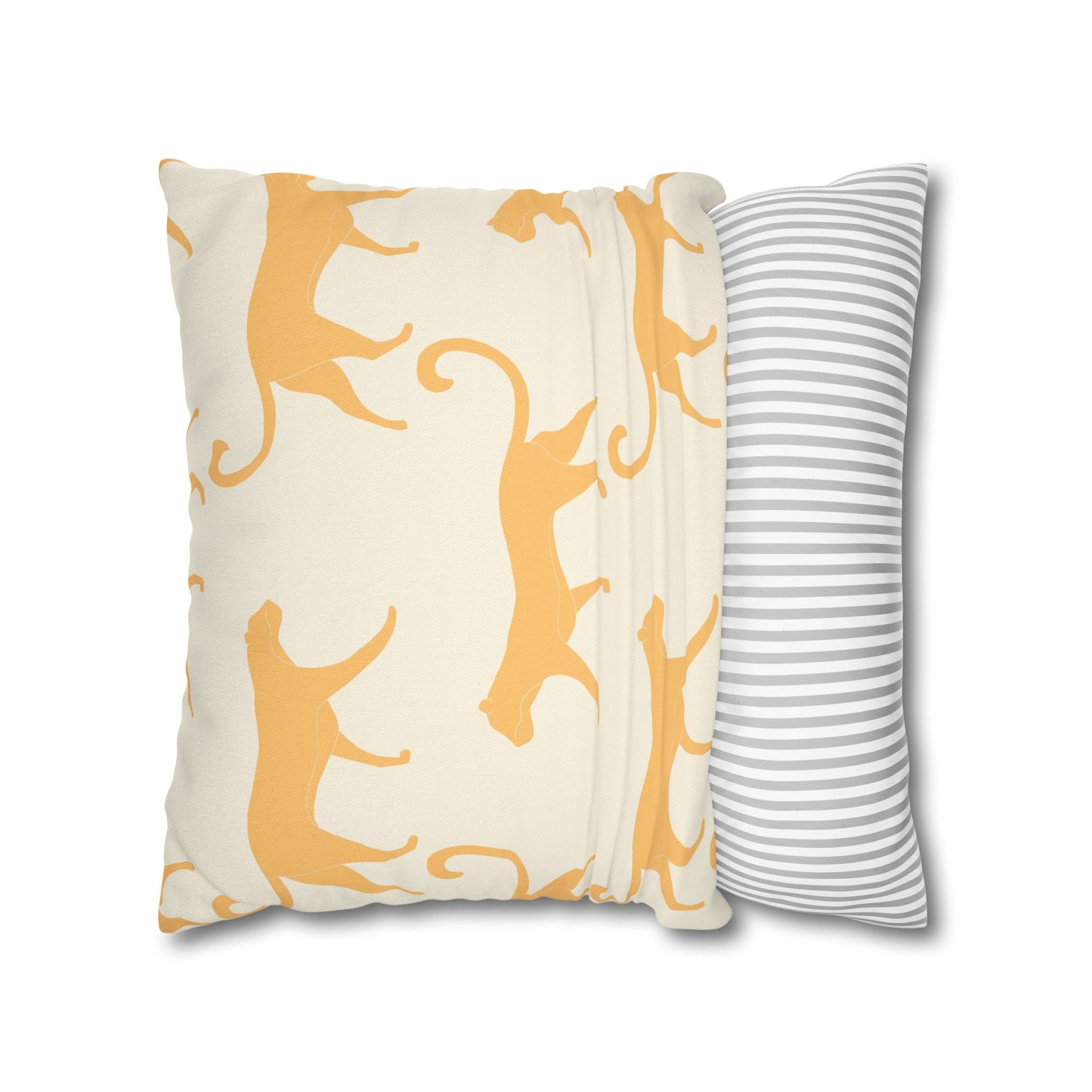 Tropical Roar Spun Polyester Square Pillow Case - Tiger / Amber