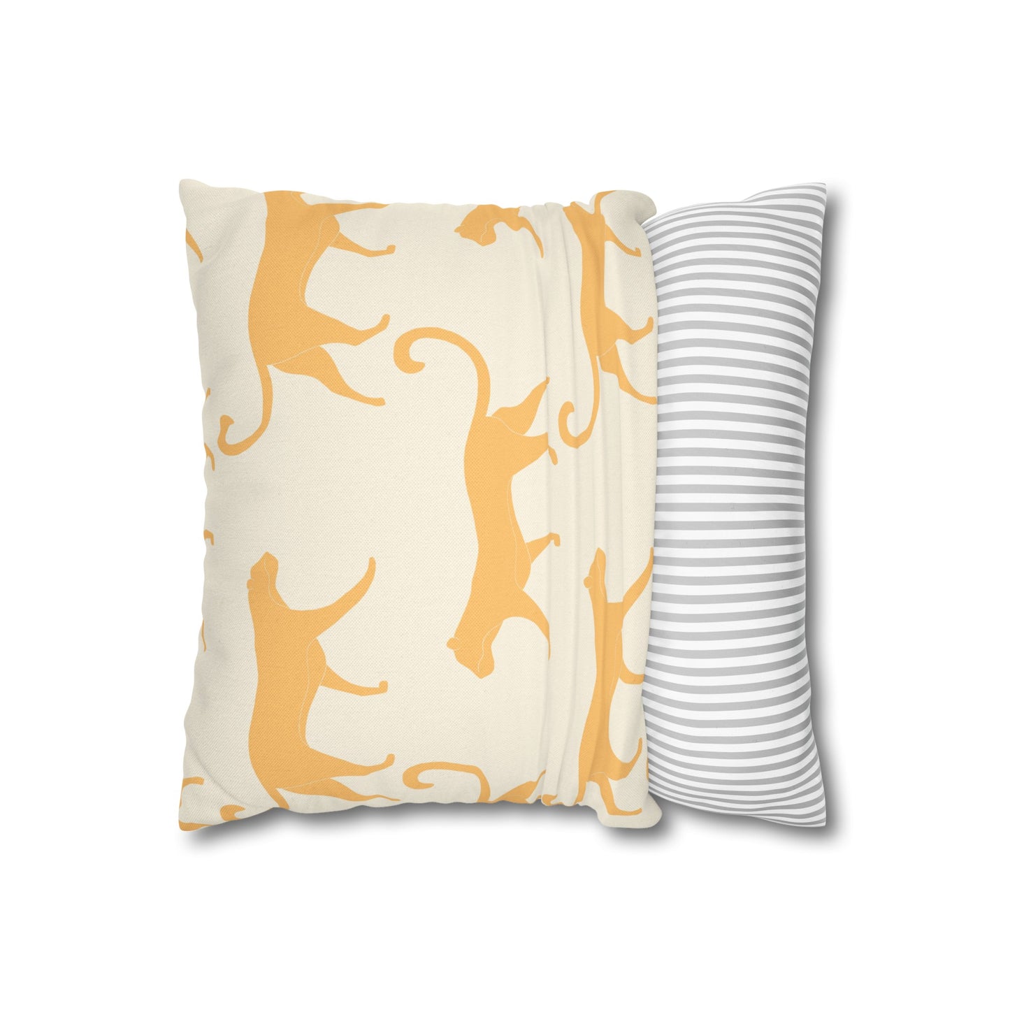 Tropical Roar Spun Polyester Square Pillow Case - Tiger / Amber