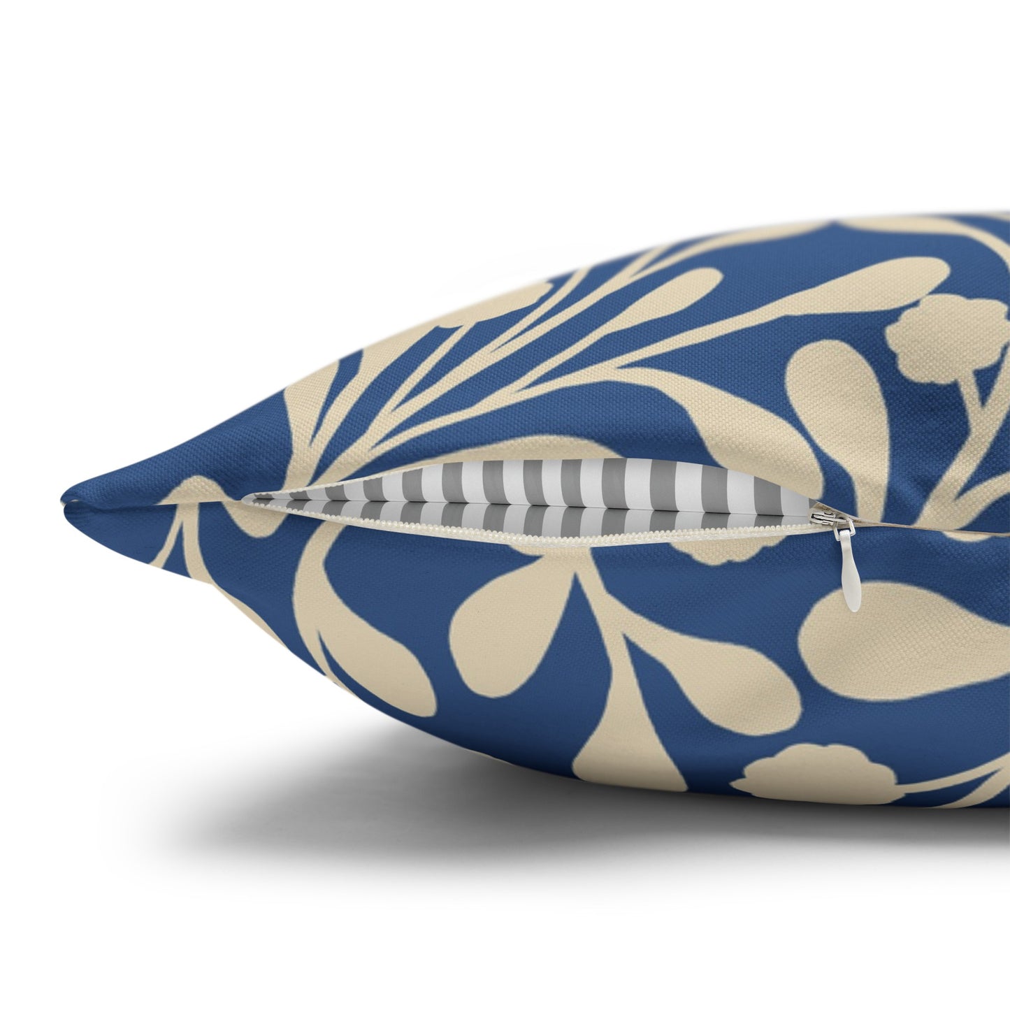 Tropical Roar Spun Polyester Square Pillow Case - Leaves / Blue