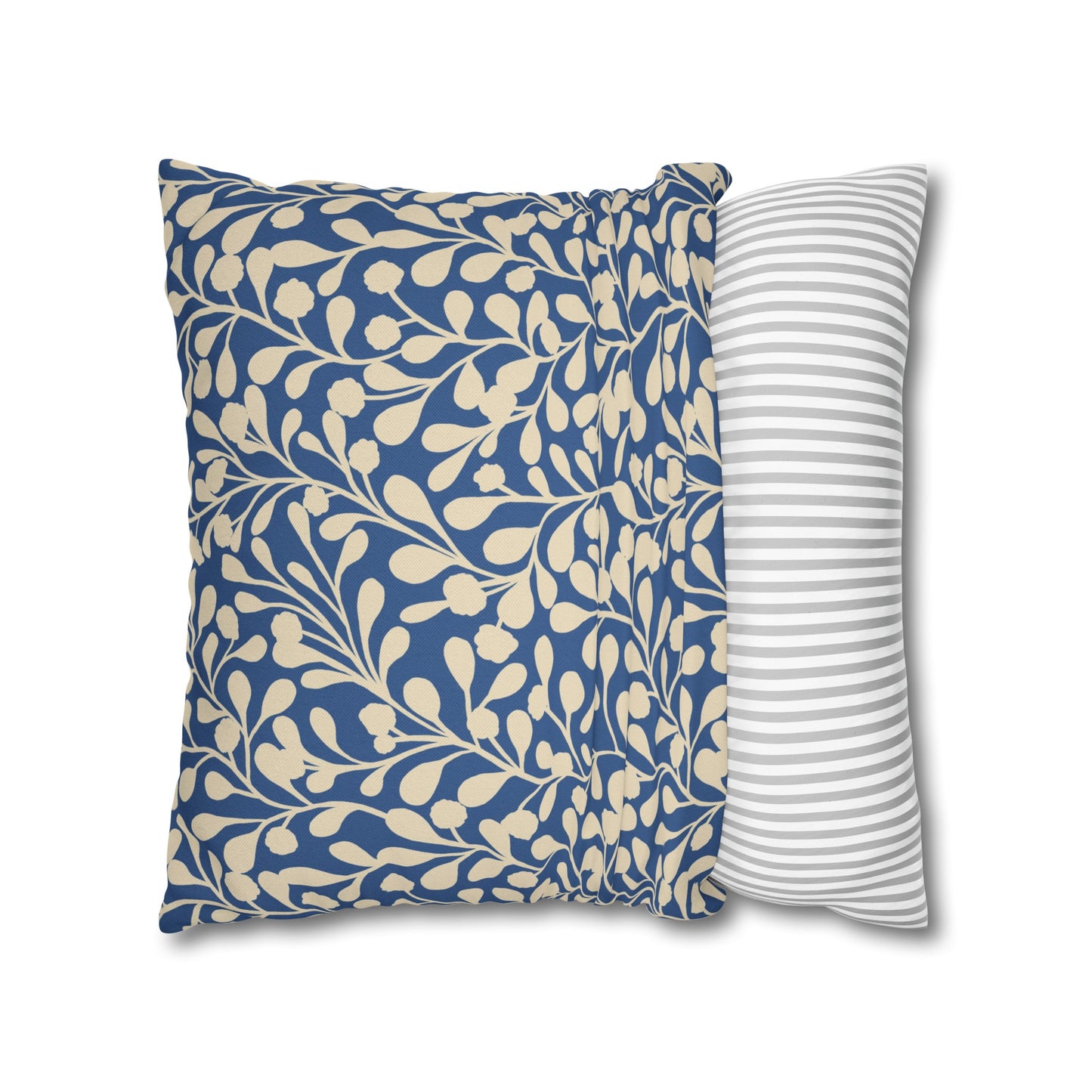 Tropical Roar Spun Polyester Square Pillow Case - Leaves / Blue