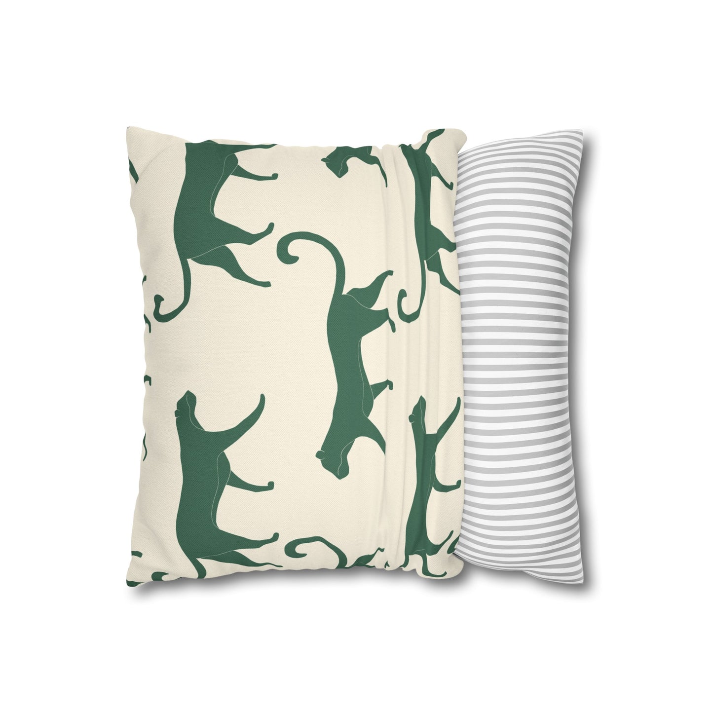 Tropical Roar Spun Polyester Square Pillow Case - Tiger / Green