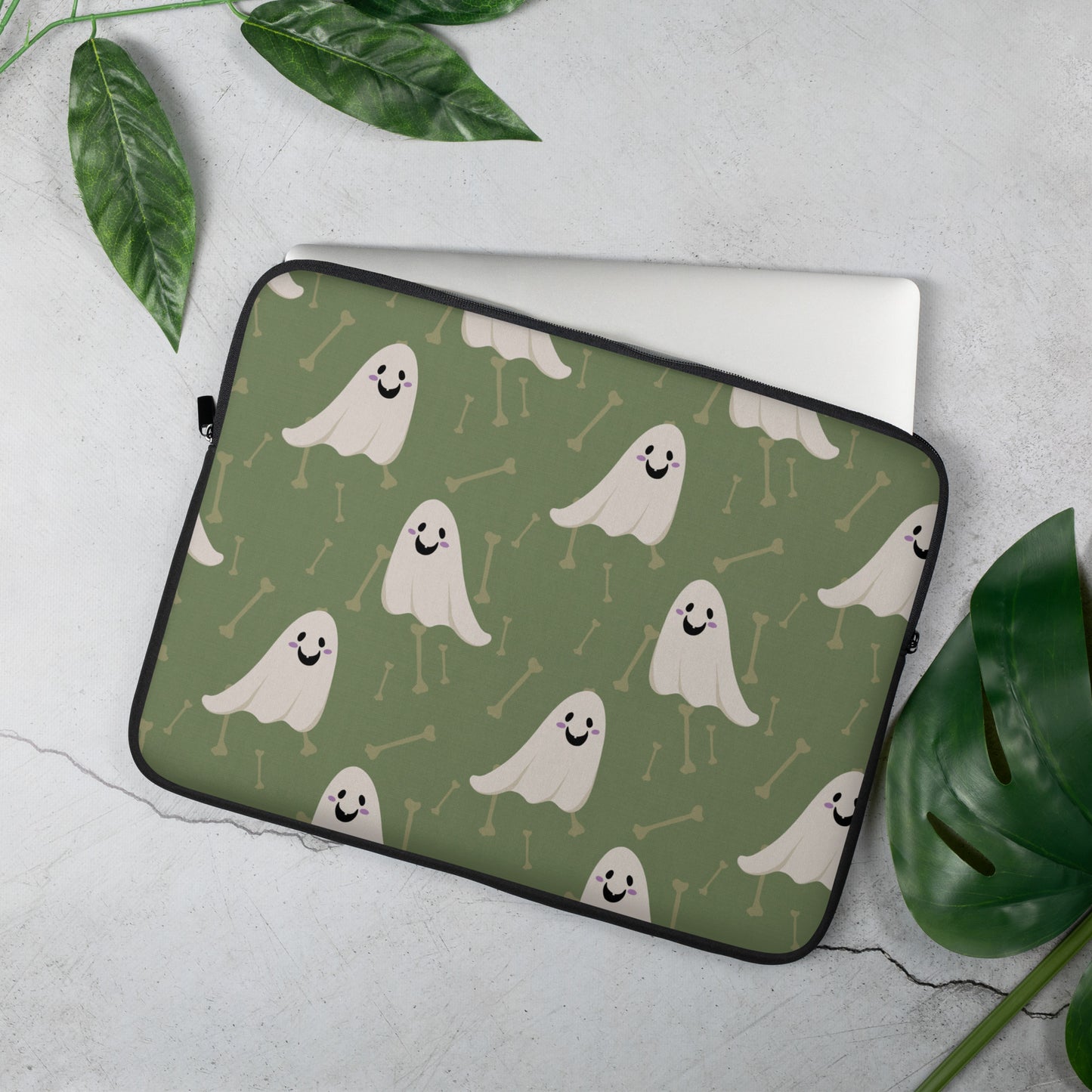 Halloween Ghosts - Green Laptop Sleeve