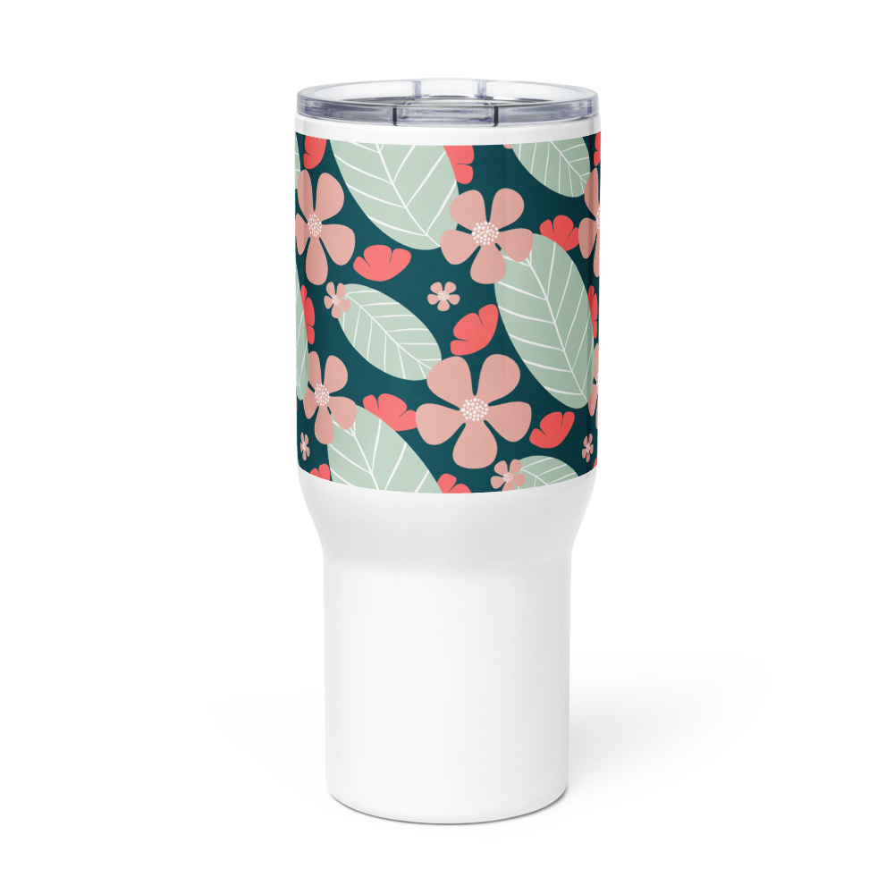 Floral Fantasy Travel mug with a handle