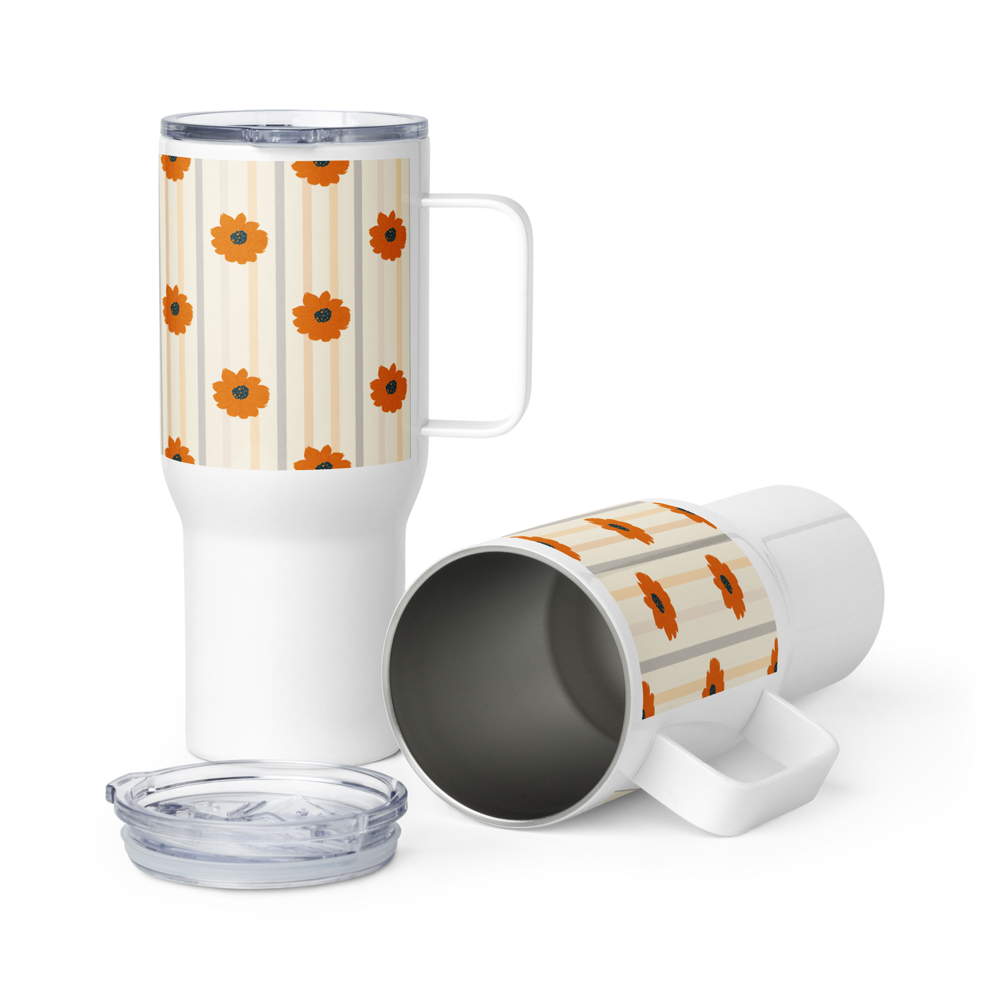 Golden Sunflower Travel mug with a handle