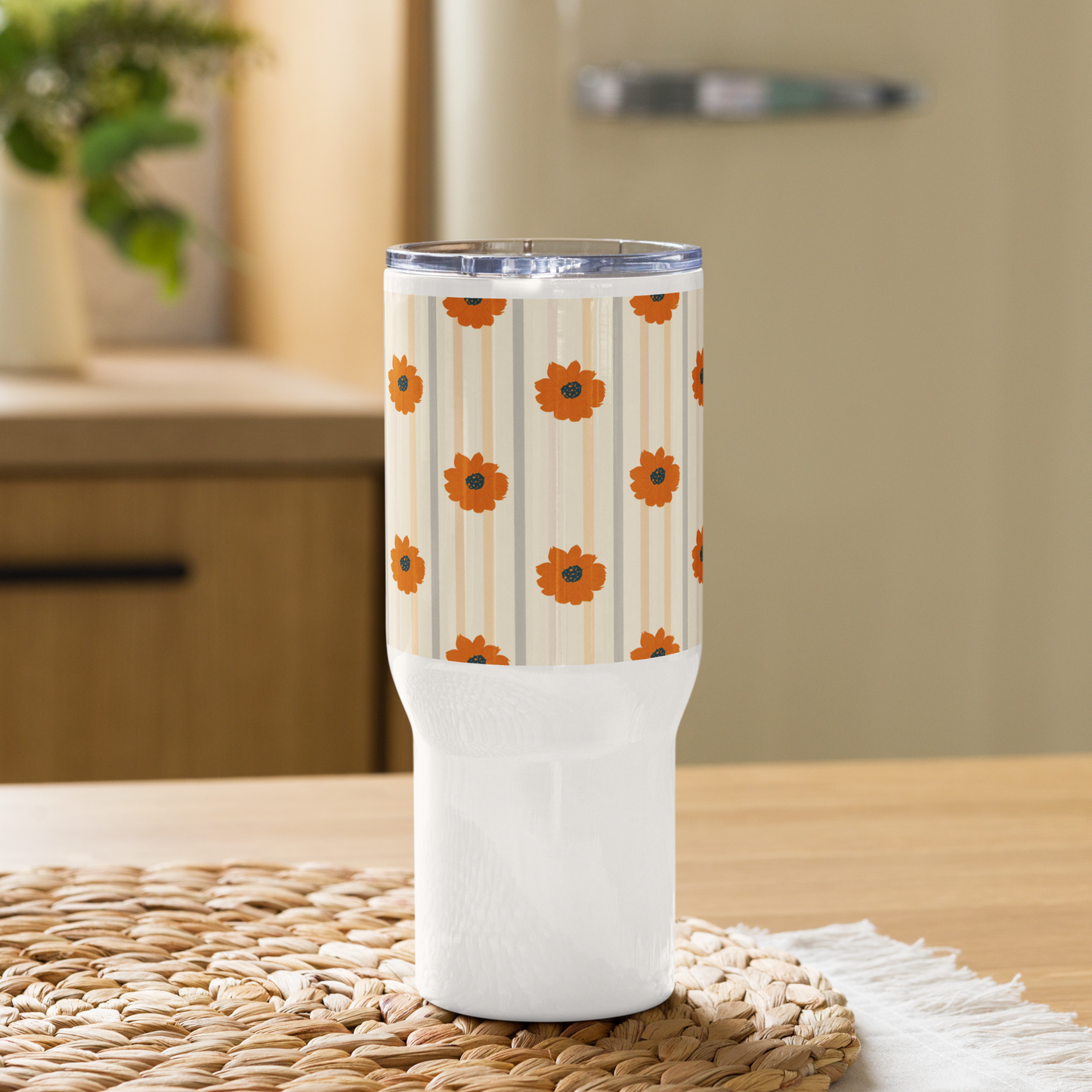 Golden Sunflower Travel mug with a handle