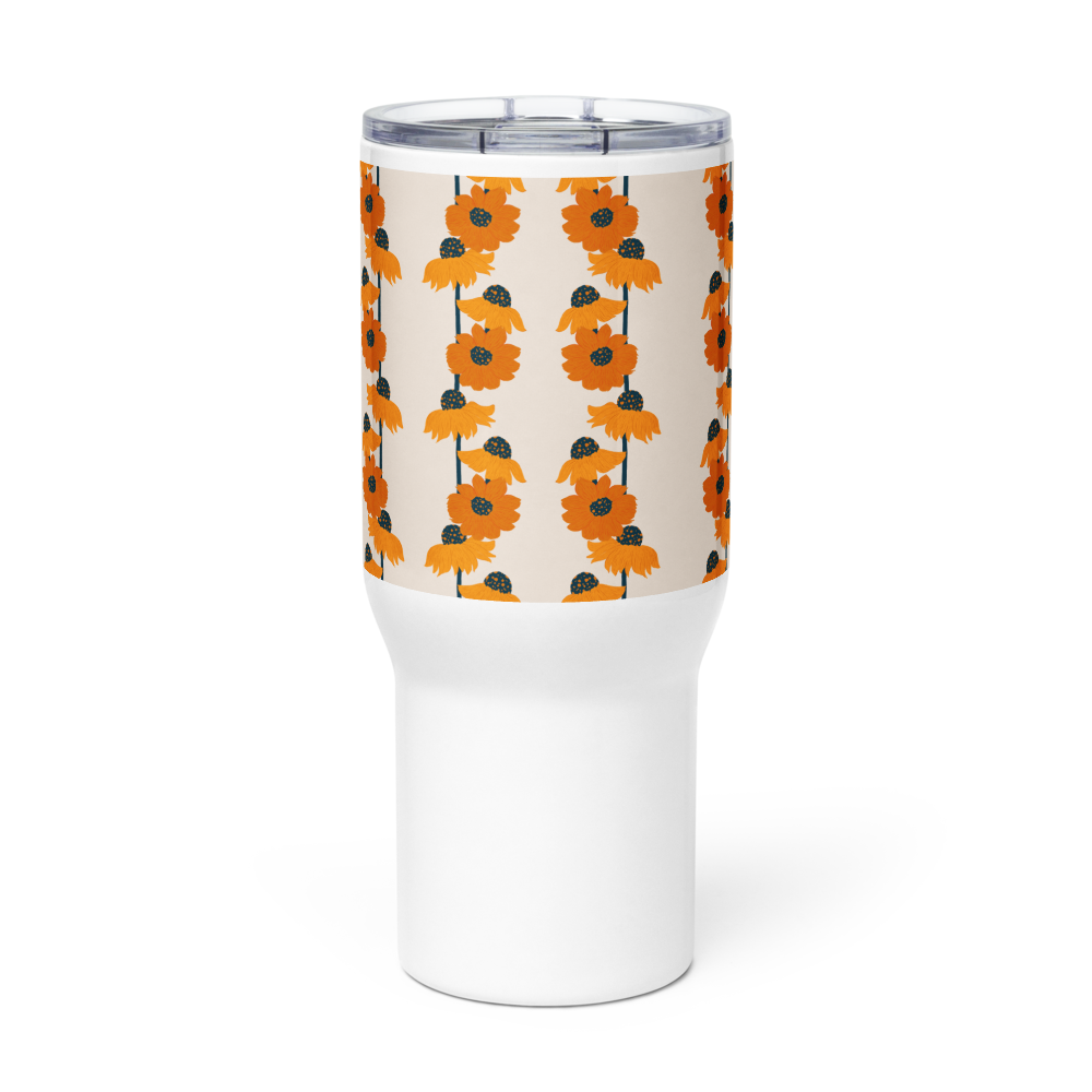 Golden Sunflower Travel mug with a handle