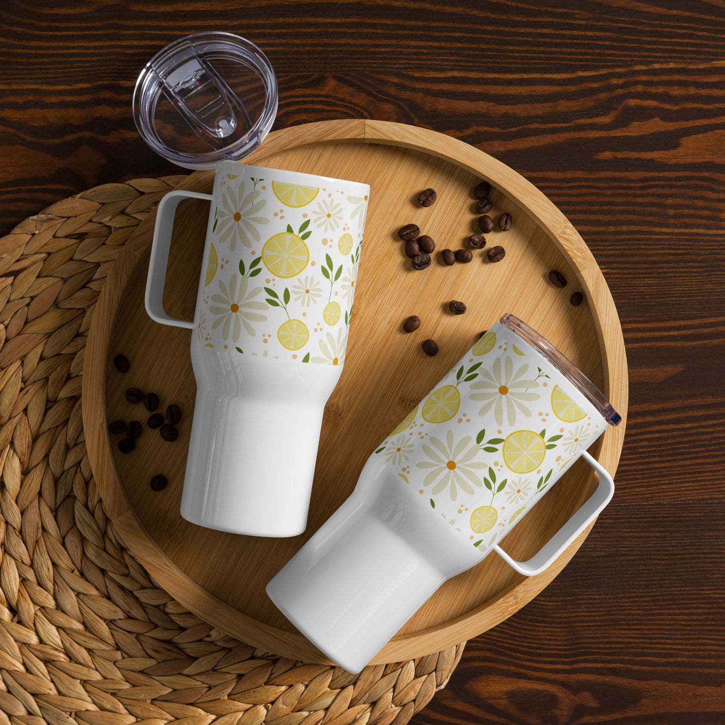 Floral Fiesta Travel mug with a handle