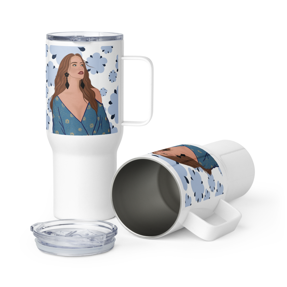 Lady in Bloom Travel mug with a handle