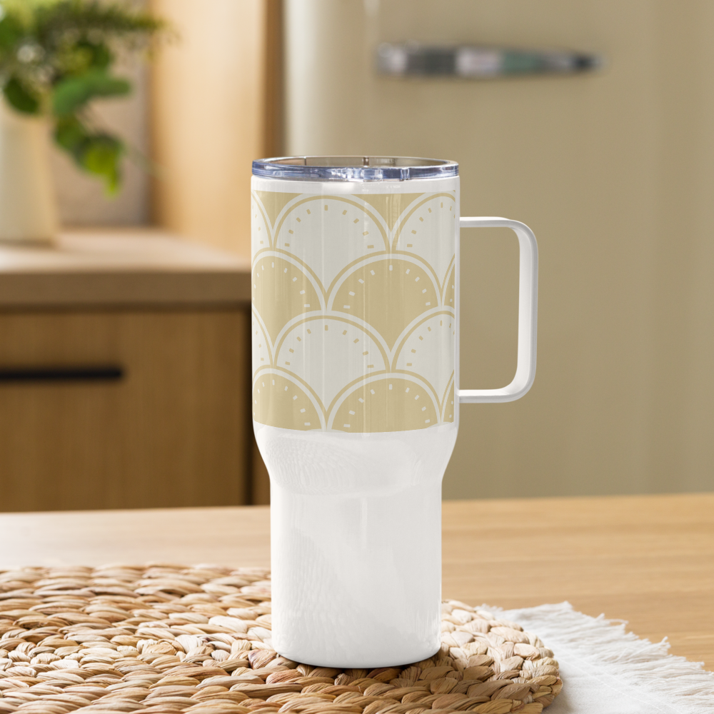 Ocean's Yellow Waves Travel mug with a handle