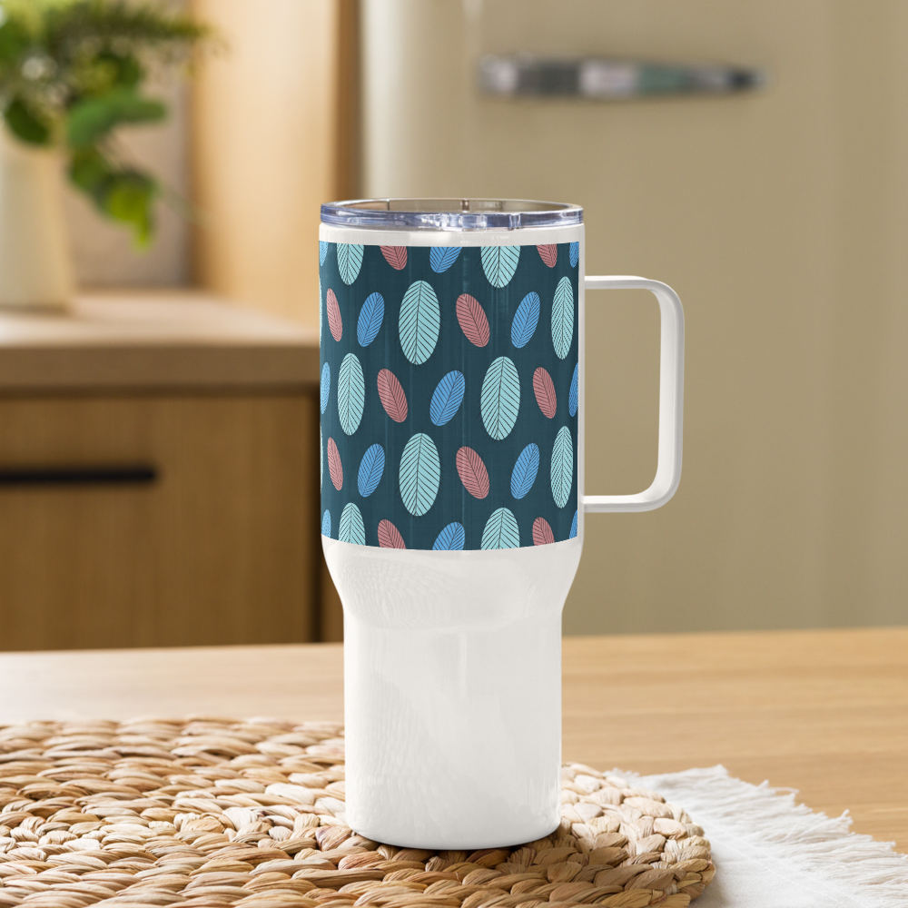 Nature's Leaves Travel mug with a handle