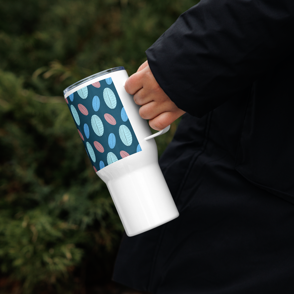 Nature's Leaves Travel mug with a handle