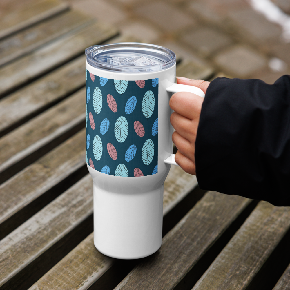 Nature's Leaves Travel mug with a handle