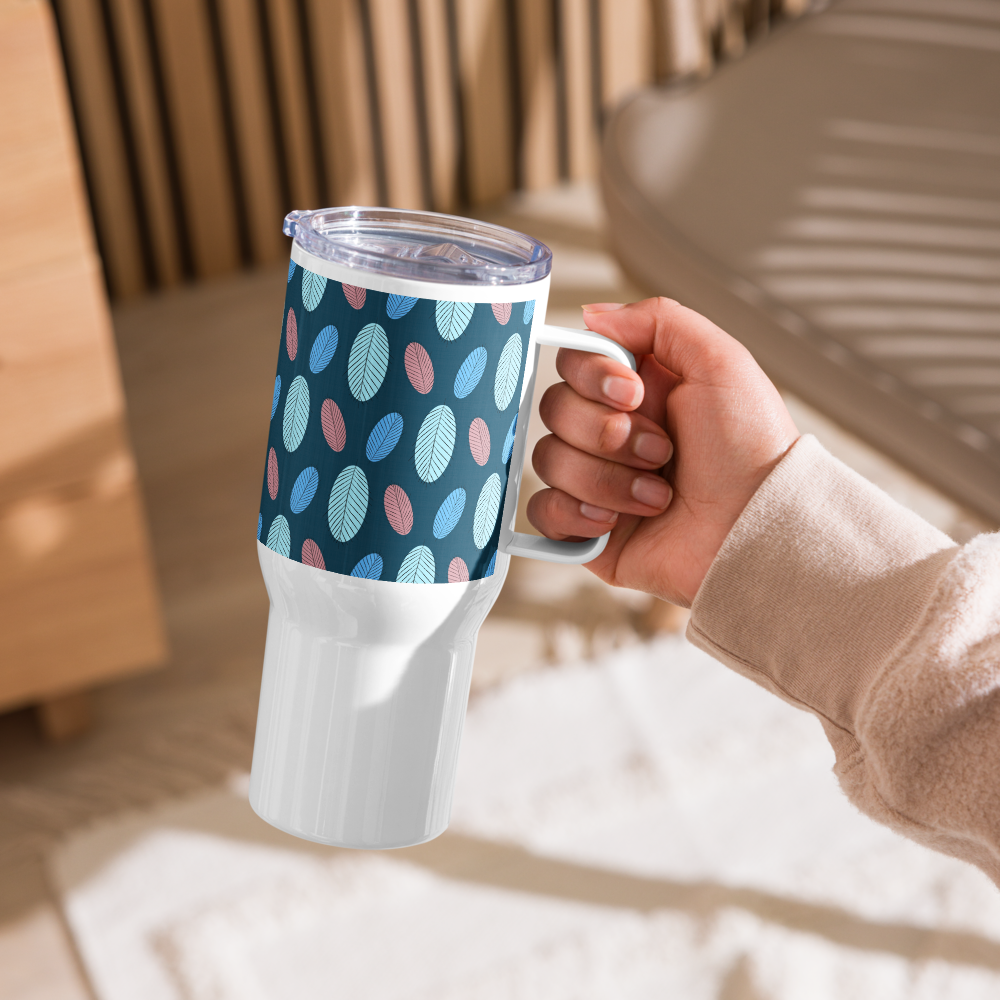 Nature's Leaves Travel mug with a handle