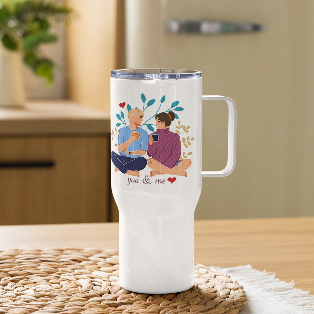 You & Me Travel mug with a handle