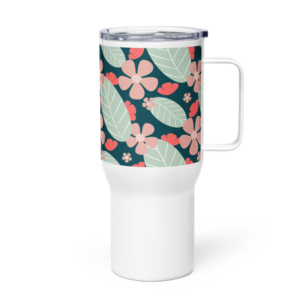 Floral Fantasy Travel mug with a handle