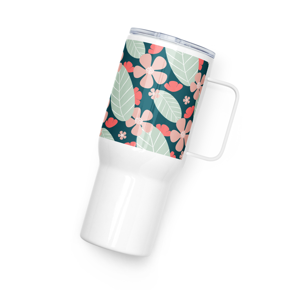 Floral Fantasy Travel mug with a handle