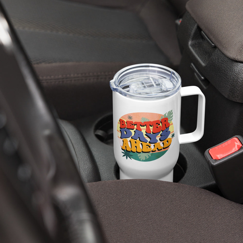 Batter Days Ahead Travel mug with a handle