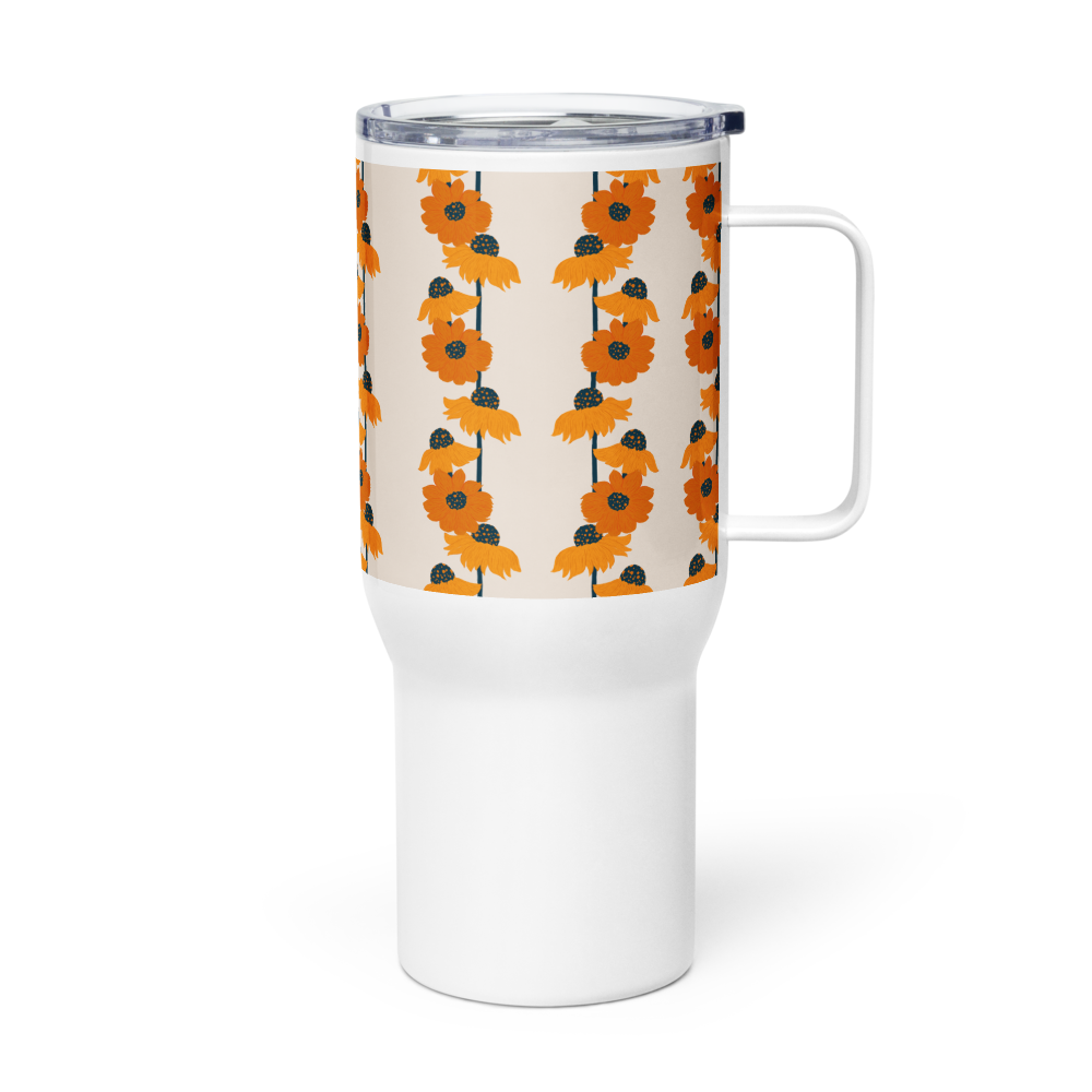 Golden Sunflower Travel mug with a handle