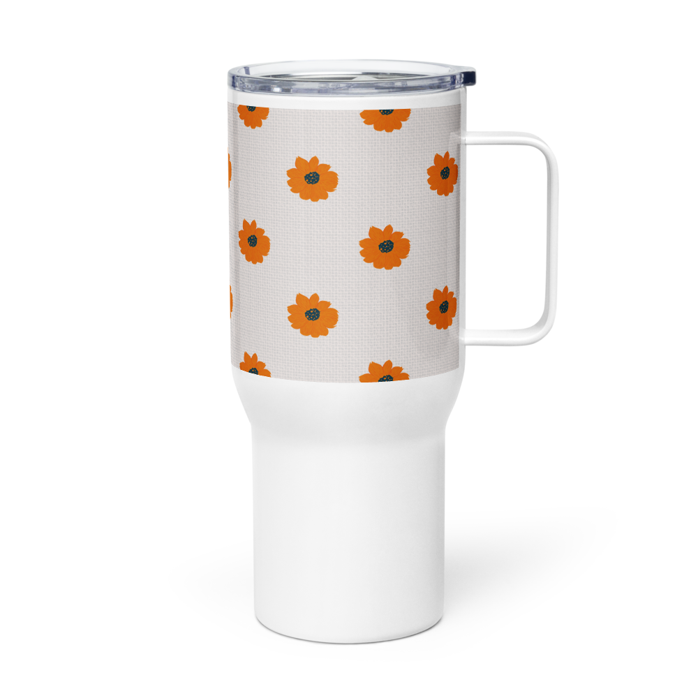 Golden Sunflower Travel mug with a handle