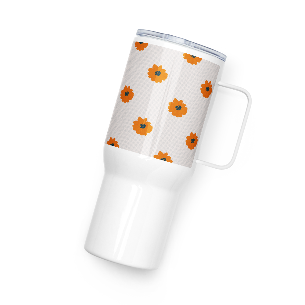 Golden Sunflower Travel mug with a handle