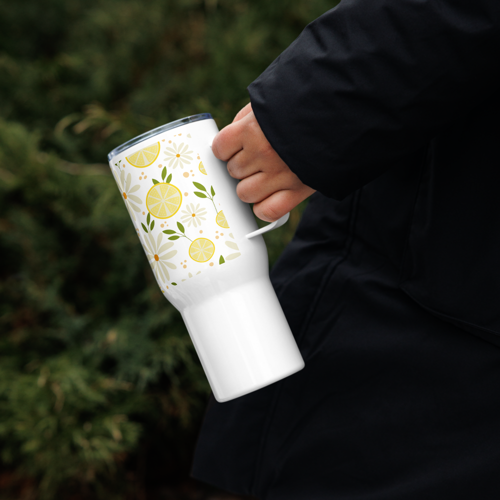 Floral Fiesta Travel mug with a handle