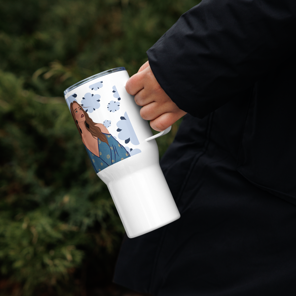 Lady in Bloom Travel mug with a handle