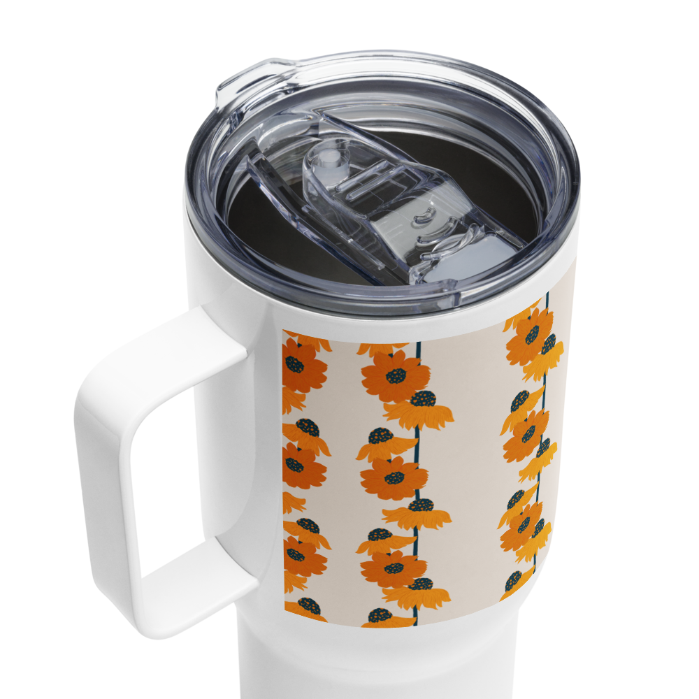 Golden Sunflower Travel mug with a handle