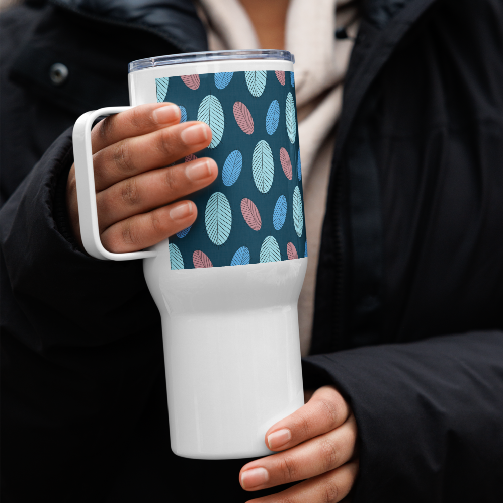 Nature's Leaves Travel mug with a handle