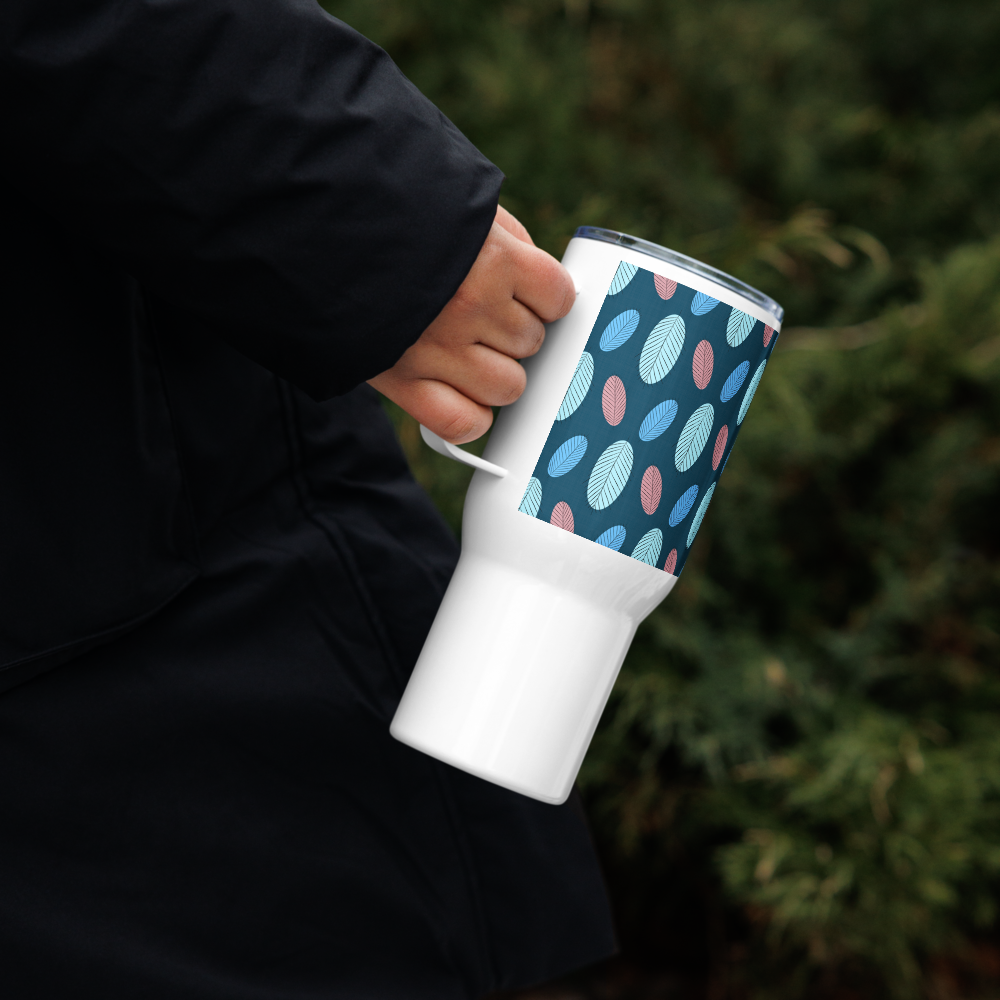 Nature's Leaves Travel mug with a handle