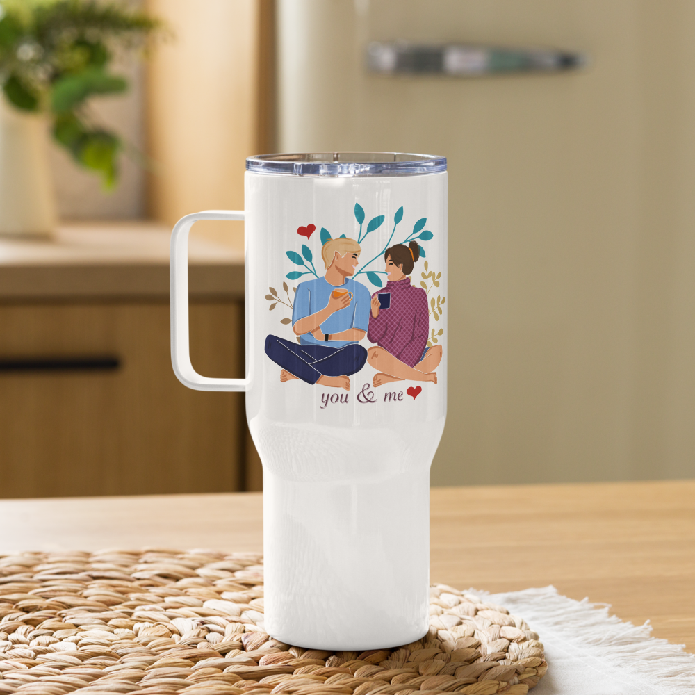 You & Me Travel mug with a handle