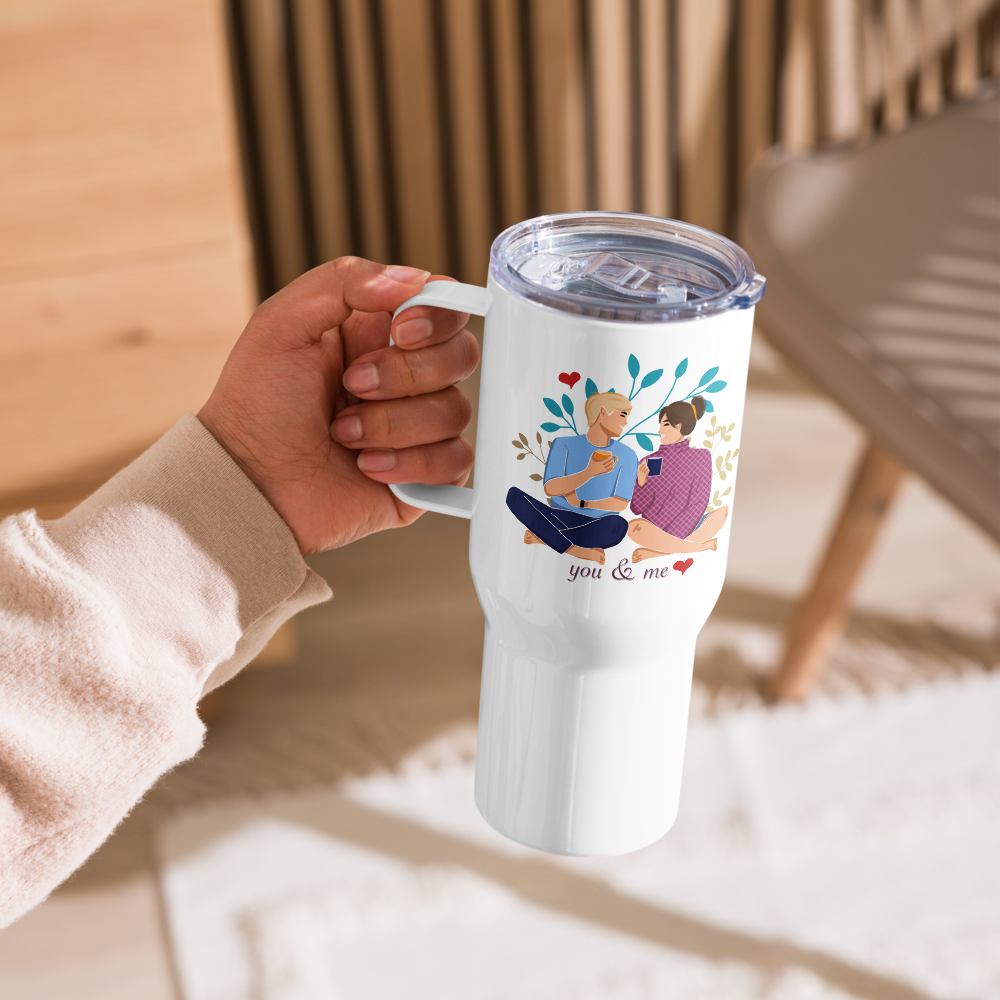 You & Me Travel mug with a handle