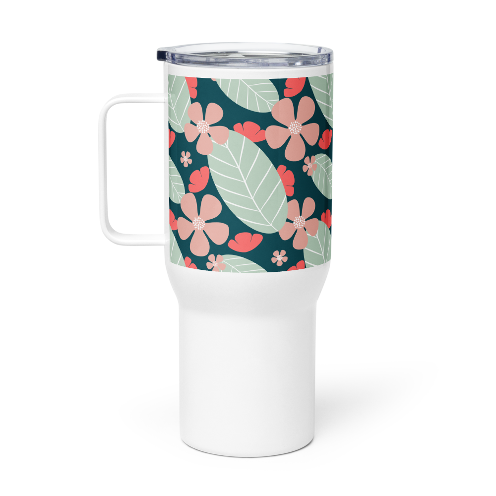 Floral Fantasy Travel mug with a handle