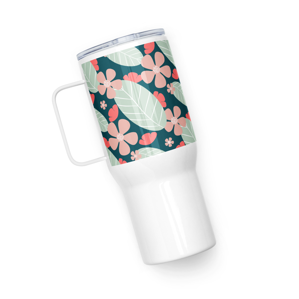 Floral Fantasy Travel mug with a handle