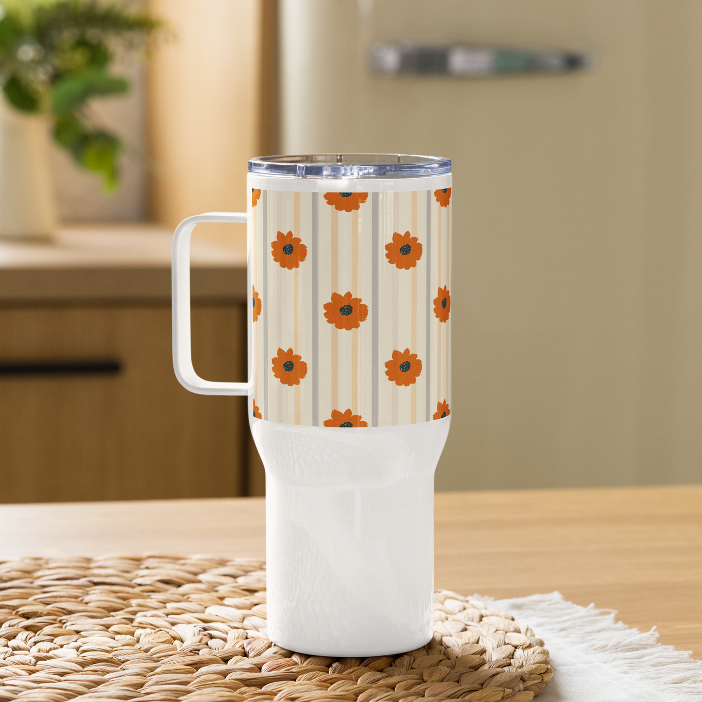 Golden Sunflower Travel mug with a handle