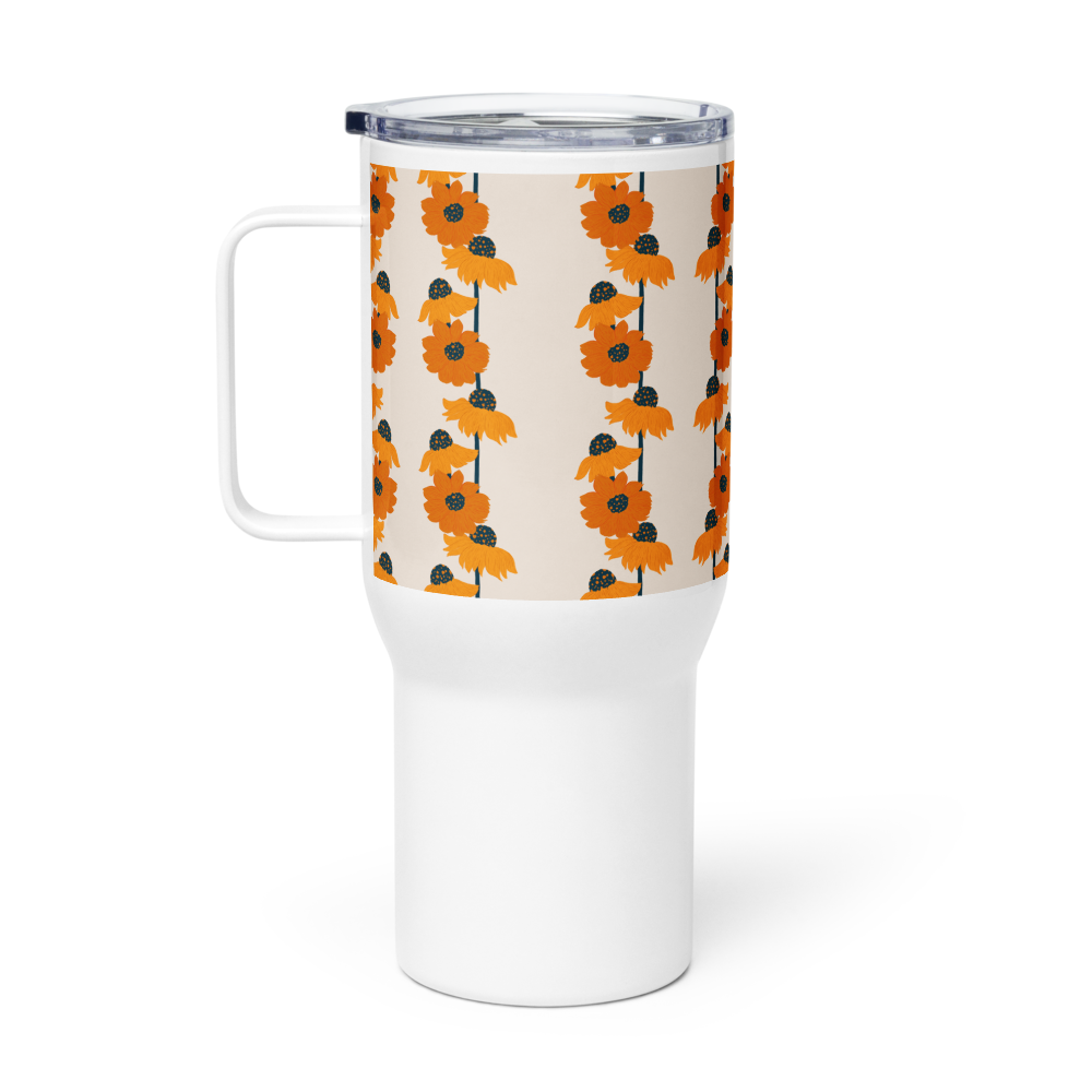 Golden Sunflower Travel mug with a handle