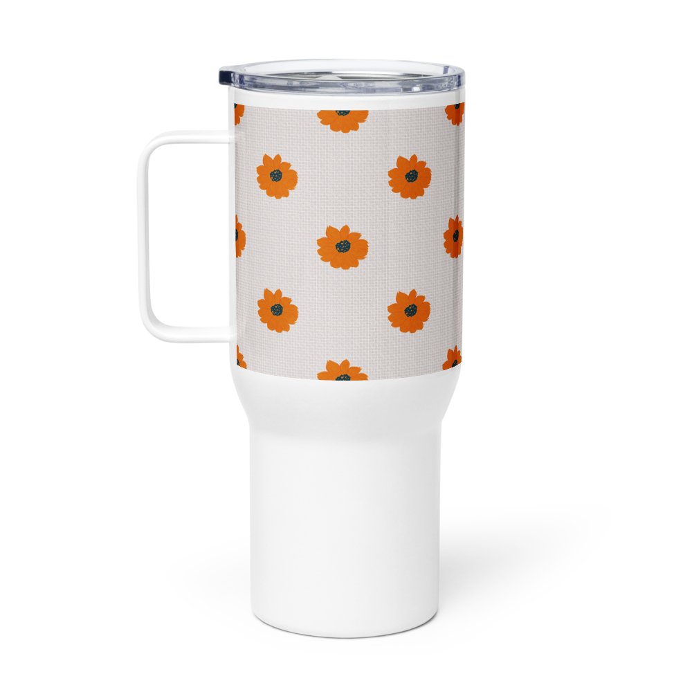 Golden Sunflower Travel mug with a handle