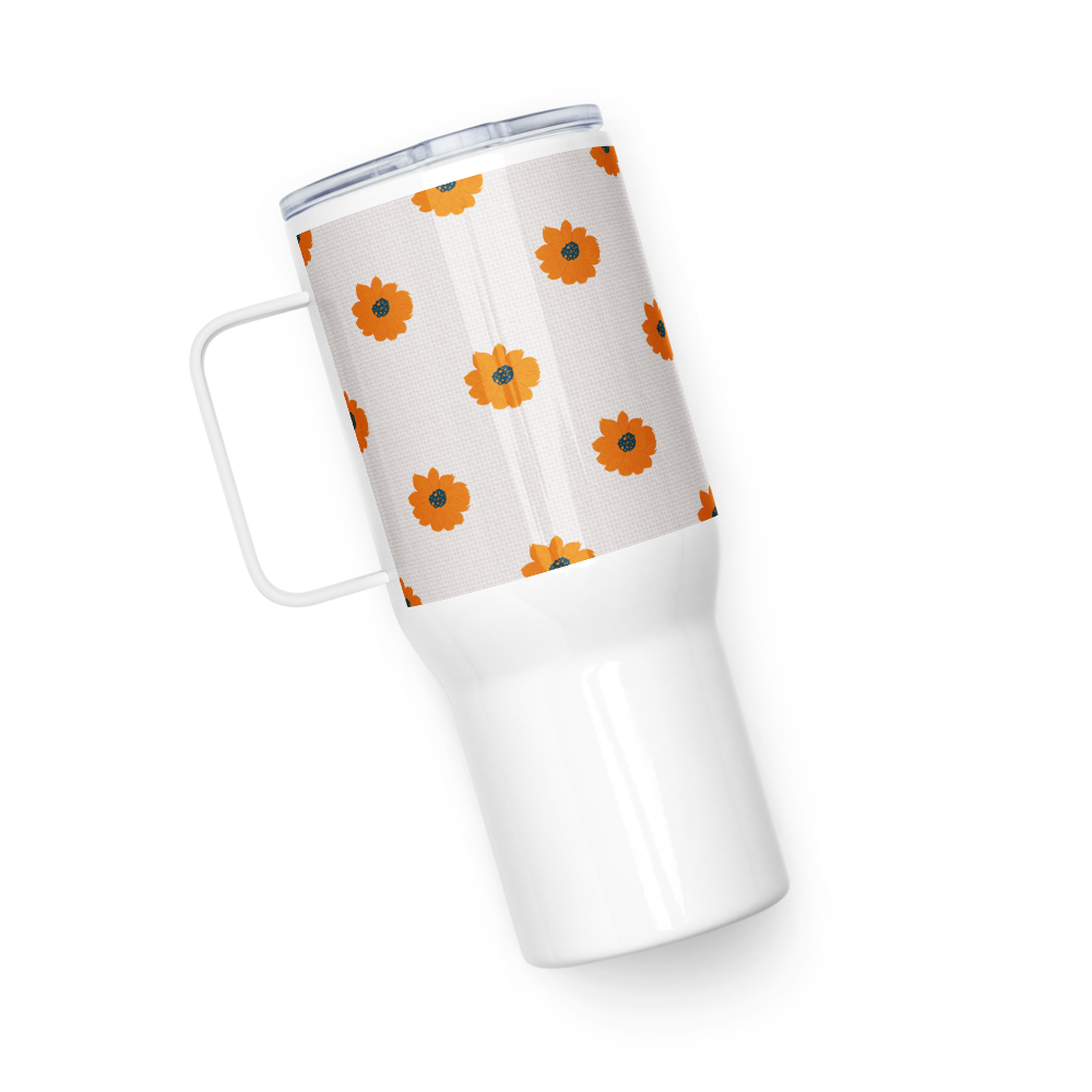 Golden Sunflower Travel mug with a handle