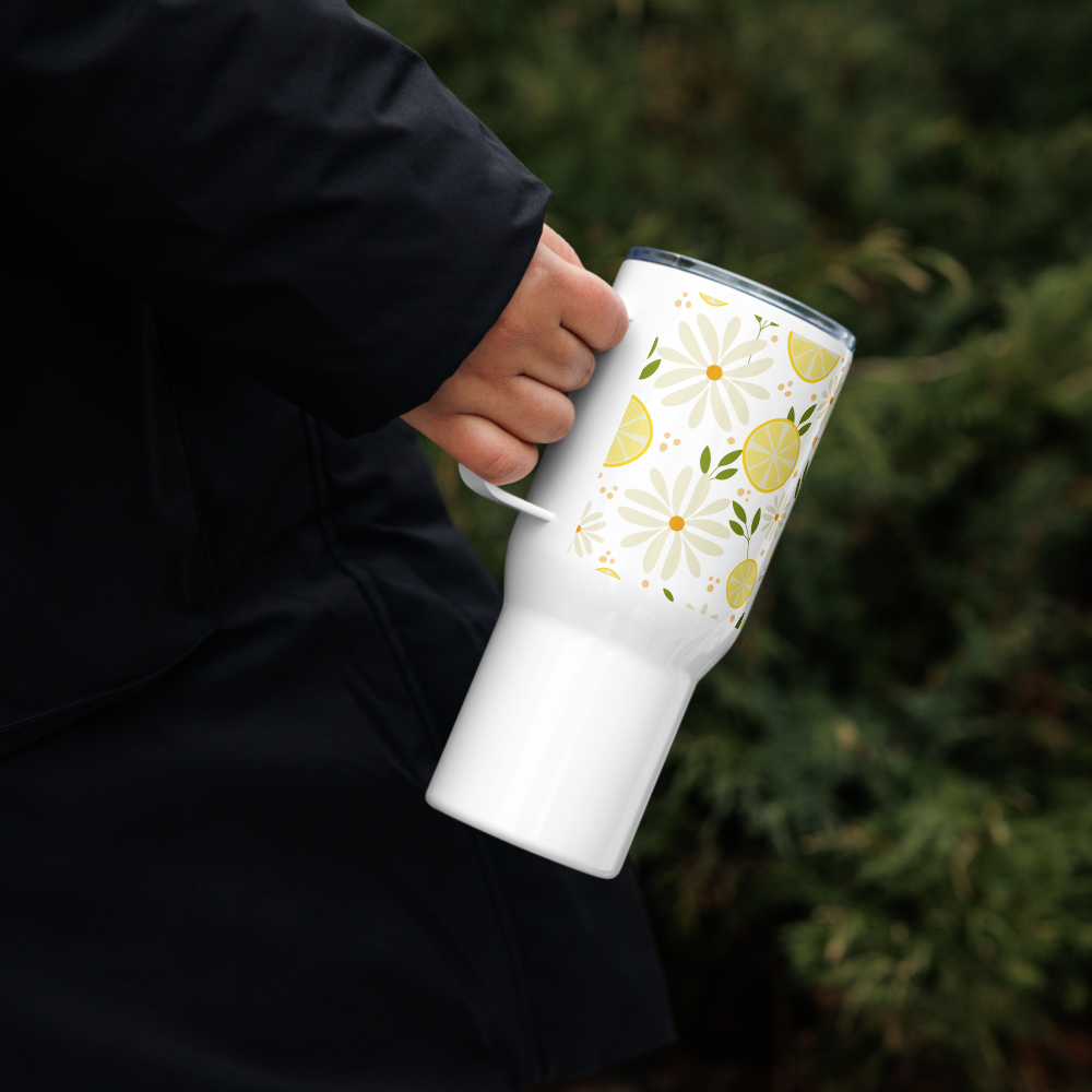 Floral Fiesta Travel mug with a handle