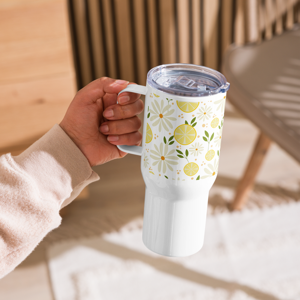 Floral Fiesta Travel mug with a handle