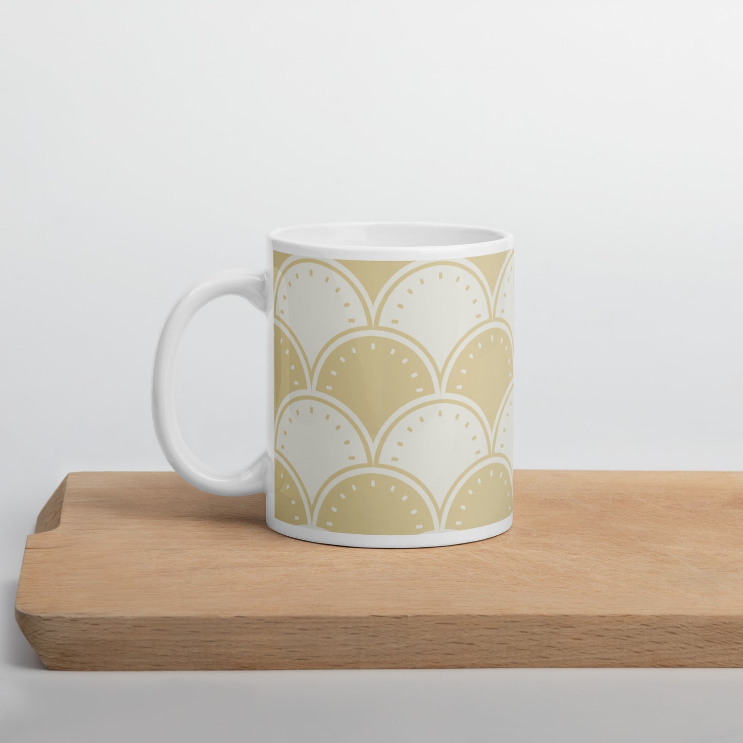 Ocean's Yellow Waves White glossy mug