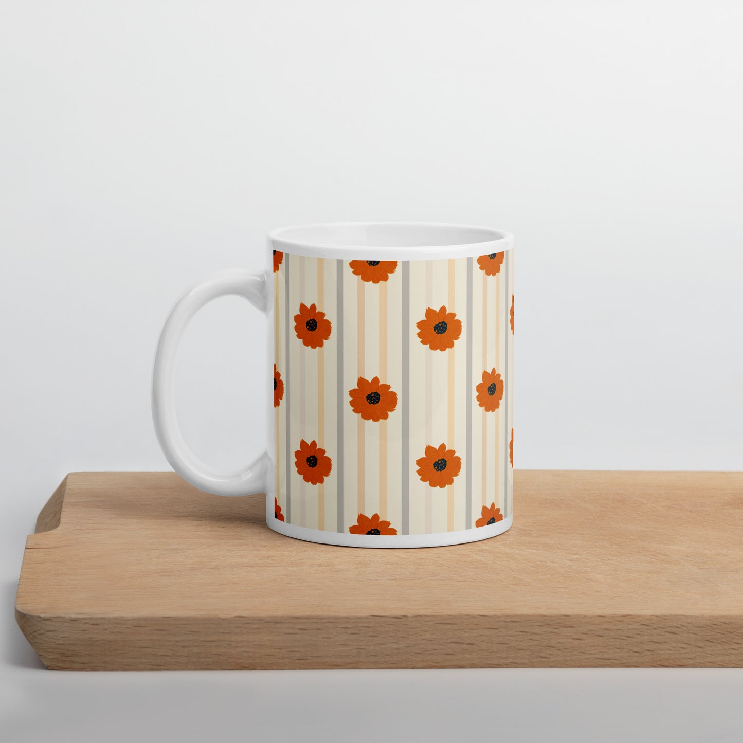 Golden Sunflower White glossy mug