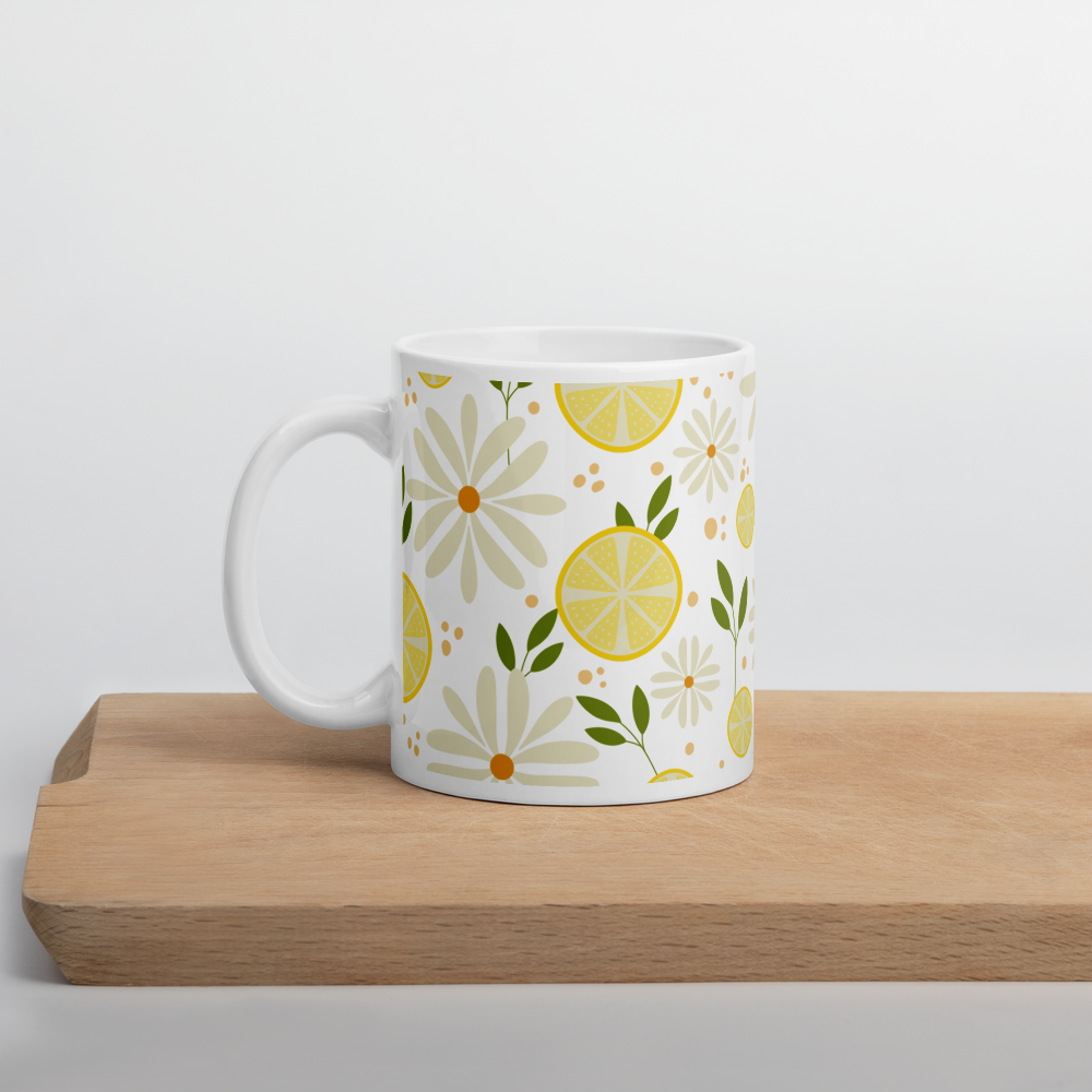 Floral Fiesta  White glossy mug