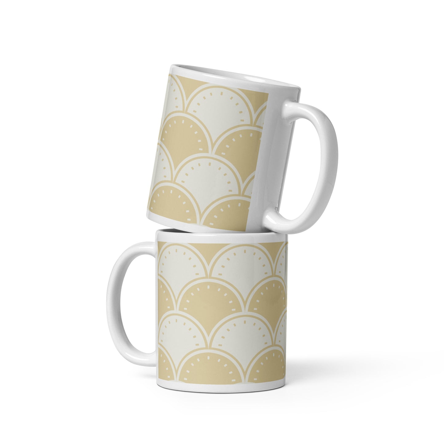 Ocean's Yellow Waves White glossy mug