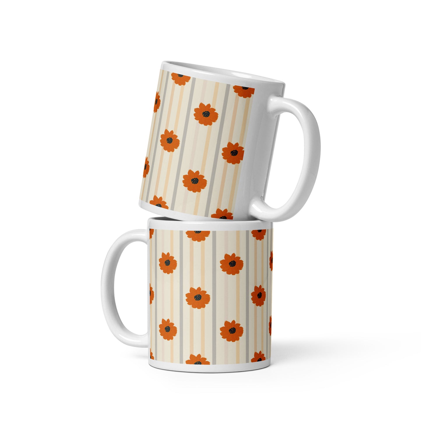 Golden Sunflower White glossy mug