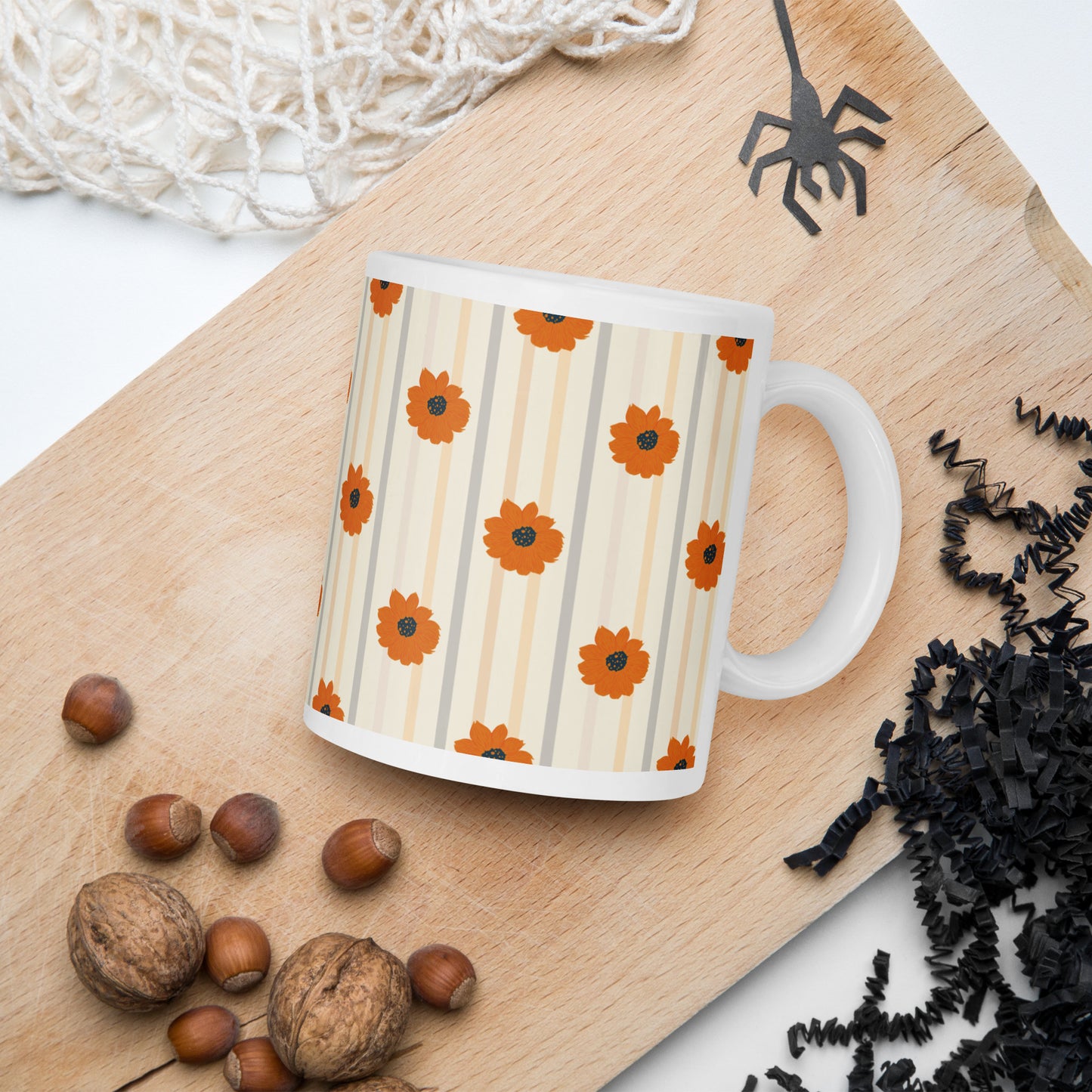 Golden Sunflower White glossy mug