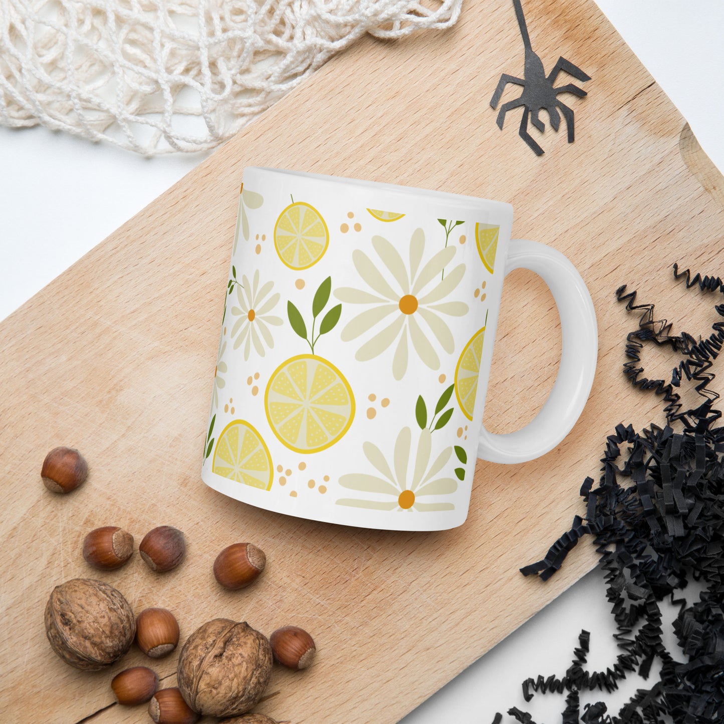 Floral Fiesta  White glossy mug