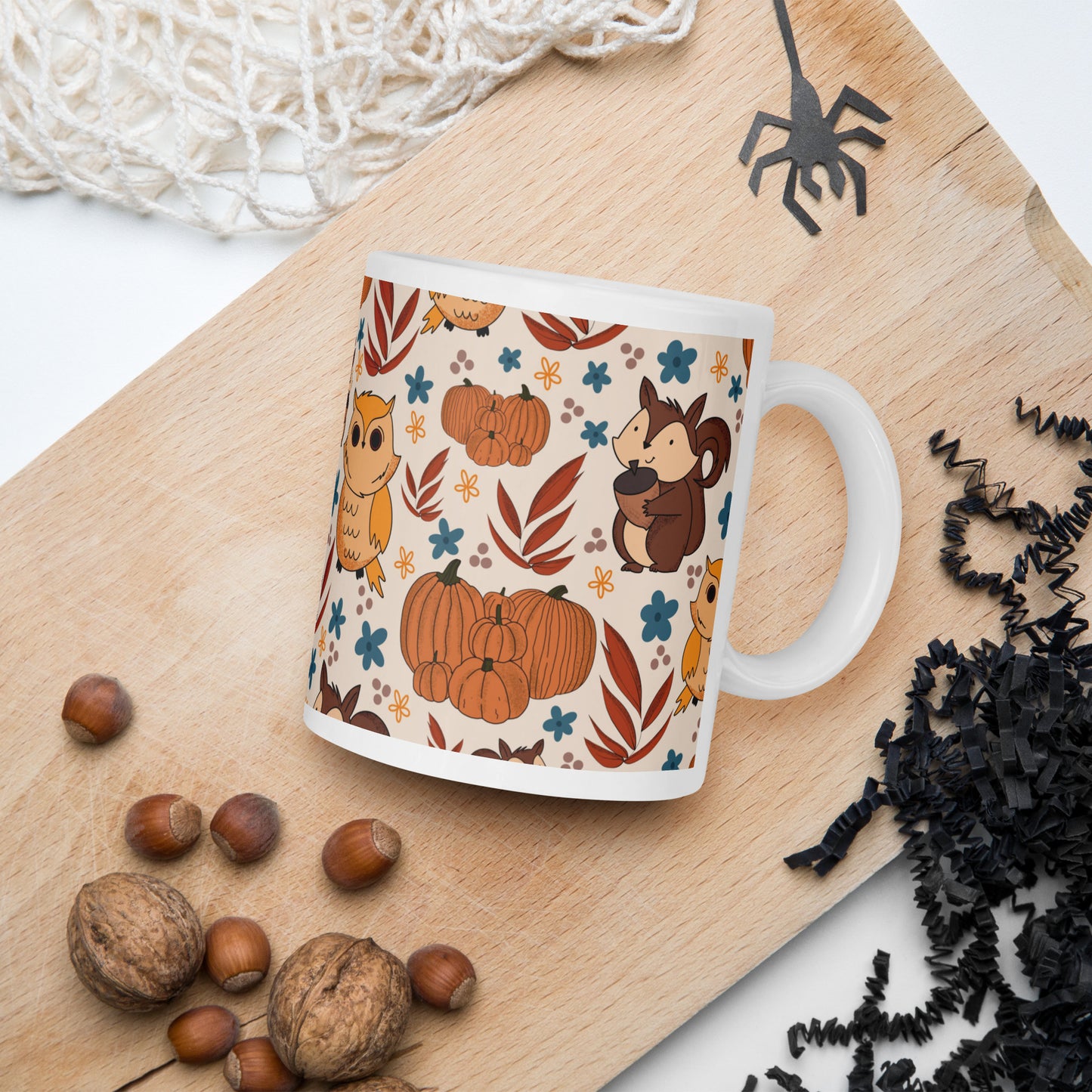 Retro Autumn Vibes White glossy mug